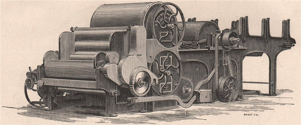 TEXTILE MANUFACTURE. Single Scutcher and Lap Machine 1898 old antique print